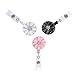 Soleebee 24'' Retractable Badge Reels, Camellia Nurse ID Badge Holder with Belt Clip 3 Pack - Crystal