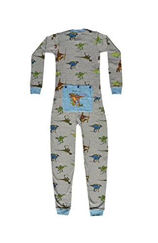 Dinosaur Union Suit Boys & Girls Onesie Pajamas T-Rex On Rear Flap, Kids 4-12 (4)