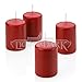 Red Pillar Candles - Set of 4 Unscented Candles - 3 inch Tall, 2 inch Thick - 18 Hour Clean Burn Time