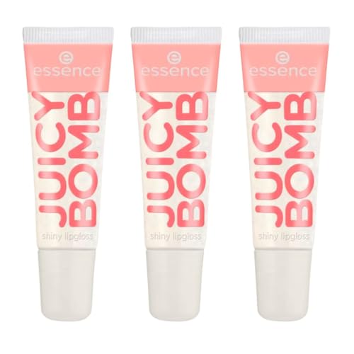 Essence Juicy Bomb Brillo de Labios Brillante No. 101, Transparente, Radiante, Fresco, Vegano, Sin Alcohol, Sin Parabenos, Sin Partículas de Microplástico, Paquete de 3 (3 x 10)