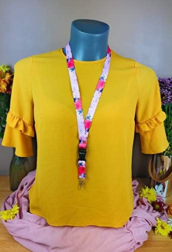 SpiriuS Safety Breakaway Lanyard Neck Strap for id Card Badge Holder with Metal Clip 2cmx43cm Original Design (Flowers in Pink) - Image 5