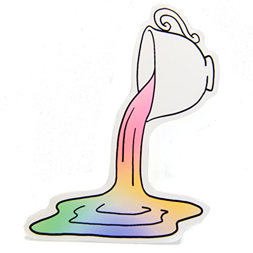Rainbow Teacup Vinyl Sticker - Waterproof Die cut Laptop Decal - Pastel - Thumbnail 3