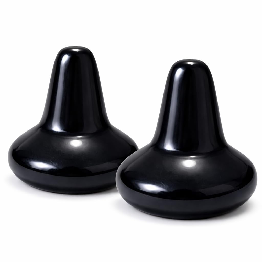 Set of 2 Knobble Shiatsu Stone Massagers for Neck, Shoulder, Back & Foot Deep Tissue Trigger Point, Kneading Therapeutic Percussion Massage (Black Obsidian)