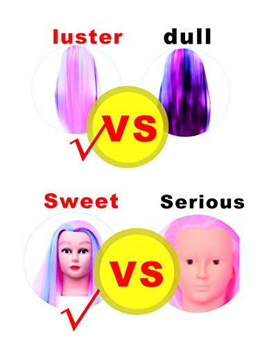 Cosmetology Mannequin Head Hair Styling 26-28inches Training Head Synthetic Fiber Manikin Head Doll Head with Clamp(Colorful)