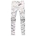 Leward Men's Ripped Skinny Distressed Destroyed Straight Fit Zipper Jeans with Holes No Belt (White, 30)
