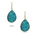Bling Jewelry Gold Plated Blue Dyed Druzy Agate Teardrop Dangle Earrings
