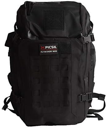 PICSIL Military Expandable Travel Backpack Tactical Waterproof Outdoor, Molle System for Men Woman, Trekking, Sports (Black)