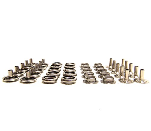 Snap Set with Long Posts for Thick Fabric or Carpet, All Stainless Steel Parts Except The Eyelet,10 Pc. Set