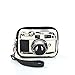 Canvas Mini Wallet Wristlet Bag with Film Camera Image in Black