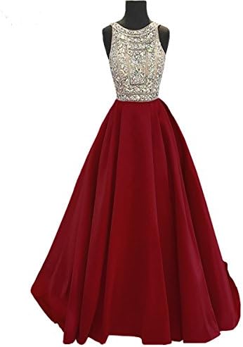 Angela Luxury Beaded Sequined Evening Party Gowns Open Back Formal Prom Dresses ANS128