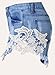 OULIU Womens High Waist Lace Stitching Hot Denim Shorts Jeans Blue M