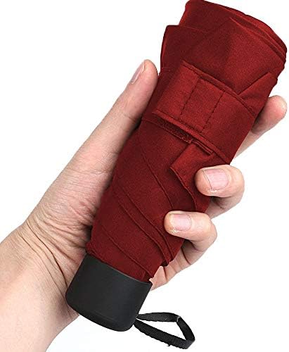 YUI Travel Mini Umbrella Sun&Rain Lightweight Totes Small and Compact Suit for Pocket Red