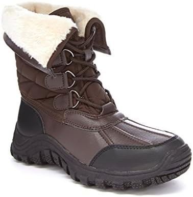 Arctic Plunge Nadia Womens Fashion Foldover Faux Shearling-Lined Lace-Up Boots, Brown/Brown, Size 7.5, US