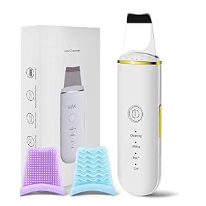 GUGUG Skin Scrubber Skin Spatula, Blackhead Remover, Facial Cleaner with 4 Modes, Skincare Tool with 2 Silicone Covers