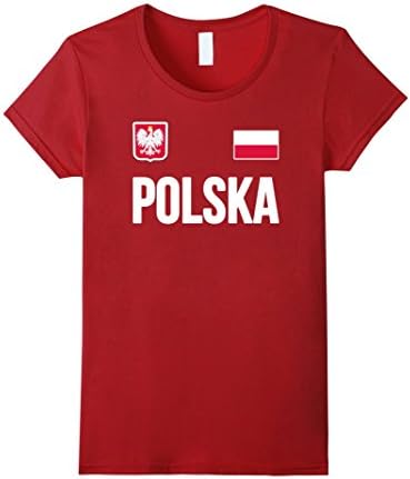 Women's Polska T-shirt Polish Flag Poland Travel Vacation Souvenir Medium Cranberry