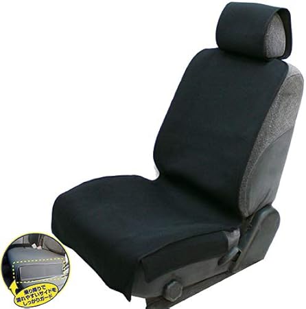 Amazon アクアガード 普通車 軽自動車兼用 フロントシートカバー 1枚 ブラック 防水 ウェットスーツ素材 シートカバー 車 バイク