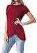 levaca Womens Short Sleeve Loose Tops Solid Basic Twist Front Casual T Shirts