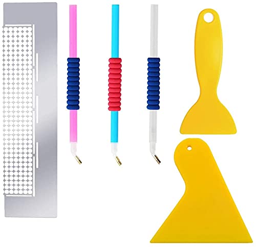 Diamond Painting Tools Accessories,3 Pieces Elbow Angled Drill Pen Embroidery Pen,1 Diamond Painting Roller with 216 Blank Grids and 2 Diamond Painting Aligning Repair Tools for Adults