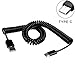 Premium Coiled Type-C Cable USB Charging Power Wire Sync Cord For LG V20 G5 G6 - Moto Z Droid Force - HTC 10 - Google Pixel, XL - ZTE Grand X3 X4 ZMax Pro - Samsung Galaxy S8, Plus - All USB-C Phones