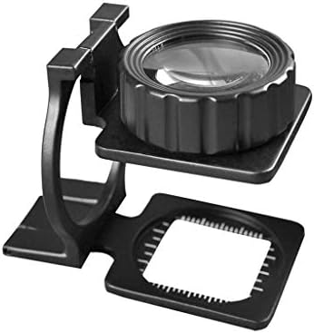 Helping Hand 20X Metal Mini Magnifier with Ruler Folding Scale Cloth Optical Glass Lenses Magnifying Glass Loupe70 x 40 x 28m for Soldering, Assembly, Repair, Modeling, Hobbies