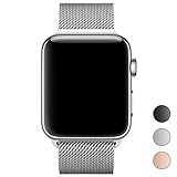 Band 42mm , Smooth Stainless Steel Strap Freely Fully Magnetic Closure Clasp Metal Strap Wrist Band Replacement Bracelet for IWatch Band Series 3 Series 2 Series 1 (Silver)