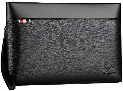 Mens Genuine Leather Business Clutch Wrist Bag Handbag Organizer Phone Checkbook Wallet Card Case