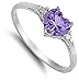 Sterling Silver Simulated Amethyst Heart Ring Love Band Solid 925 Size 9