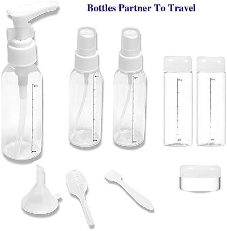 Skineat Travel Kit Storage Bottles Empty Bottles Reusable Refillable Trave Pastic Bottles Toxic Pump Pastic Bottle For Cosmetic Bath Shower Products Cologne Shampoo Conditioner Travel Bottles White-