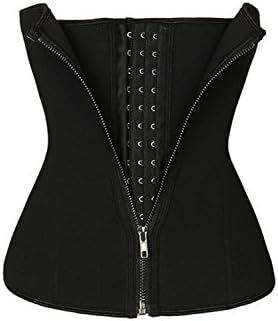 TRAINER SECRET Women's Waist Trainer Zipper & Buckle Double Control Corset Body Shaper Black