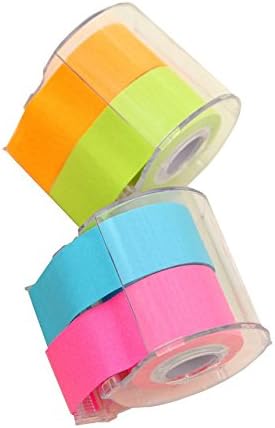 UQueen UQ6003 Creative Multicolor Free Stickup Writable Student Office DIY Note Bookmark Memo Pad Tab Page Marker Rolled Sticky Notes Paper Tape Stickers with Cutter (4 Pcs, 2 Rolls)