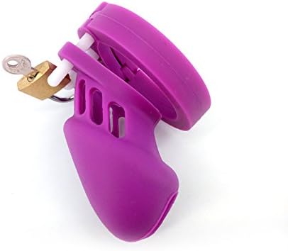 REDQIN Male's Silicone Device Control cage with 5 Rings (Purple)