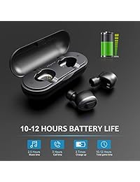 Auriculares inalámbricos HSPRO True inalámbricos con Bluetooth, auriculares estéreo con sonido Bluetooth, mini auriculares inalámbricos con micrófono integrado y funda de carga portátil