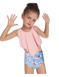 Traje de baño de dos piezas para dama de cintura alta con parte inferior de natación