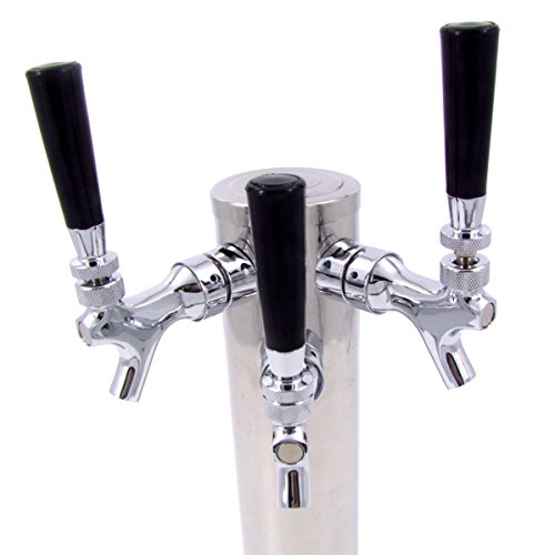 HFS(R) Brass Faucet Draft Beer Kegerator Tower 3" Column Stainless Steel (Triple Faucets) - Thumbnail 2