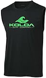 Joe's USA Koloa Surf(tm) Wave Logo Moisture Wicking Sleeveless T-Shirt-Black/Green-XL
