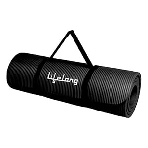 Lifelong LLYM05 Foam 13mm Extra Thick Yoga and Exercise Mat with Carrying Strap, Medium (Black)