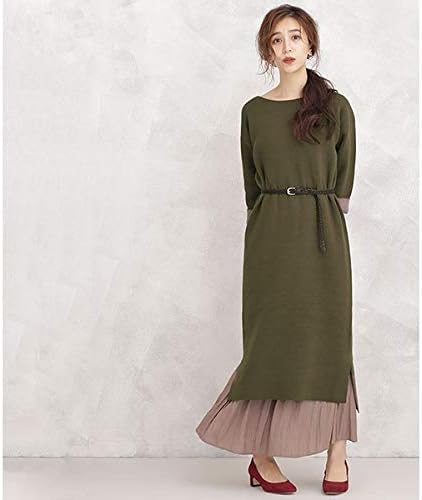 Amazon ナノ ユニバース レディース Nano Universe Web限定 ダブルフェイスニットワンピース 180カーキ F ワンピース チュニック 通販