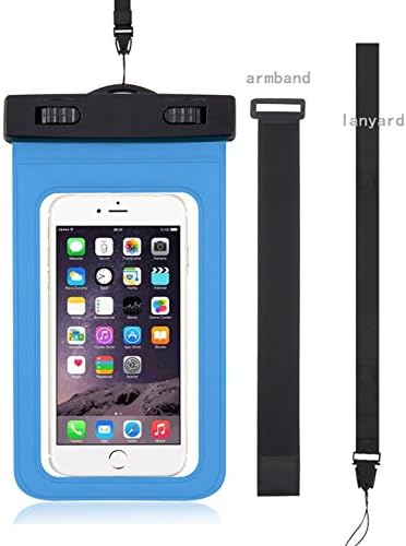 PREMIUM QUALITY Universal Waterproof Case, CelPie Dry bag with ARMBAND + LANYARD - Best TPU Bag for iPhone 7, 7 Plus, 6s, 6, 6s Plus, SE, 5s, Note5, S7 Edge, Pixel, Pixel XL &amp; Devices up to 6"-Blue