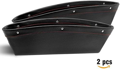 Car Pocket Organizer – Car Seat Console Gap Filler. Experience Easy Storage, Modern Style and Seamless Fit. Store and Catch Your Everyday Items. Premium Quality PU Leather (Black) Pair.