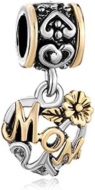 CharmSStoryMom Heart Love Flower Family Charm Dangle Beads Charmss for Bracelets