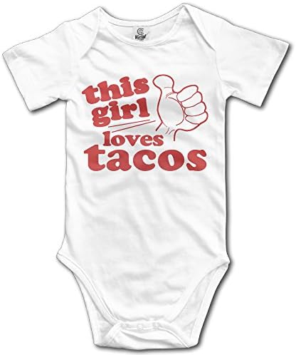 Baby Child 100% Cotton Short Sleeve Onesies Toddler Bodysuit I Love Tacos Jumpsuits White Size 24 Months