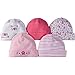 Gerber Baby Girls' 5-Pack Caps, Little Pink Flowers, 0-6 Months