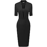 Allegra K Formal Pencil Dress for Women's Short Sleeve Work Office Bodycon Sheath Dresses