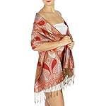 Pashmina Scarfs for Women, Pashminas Wrap Shawls, Soft Wedding Scarf, Paisley Lurex Jacquard Evening Scarves