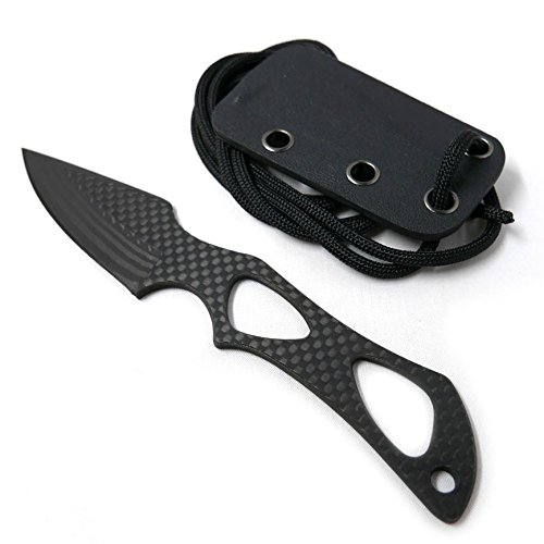 Cool Hand 6.1'' Carbon Fiber Fixed Blade Knife with Kydex Sheath and Black Paracord