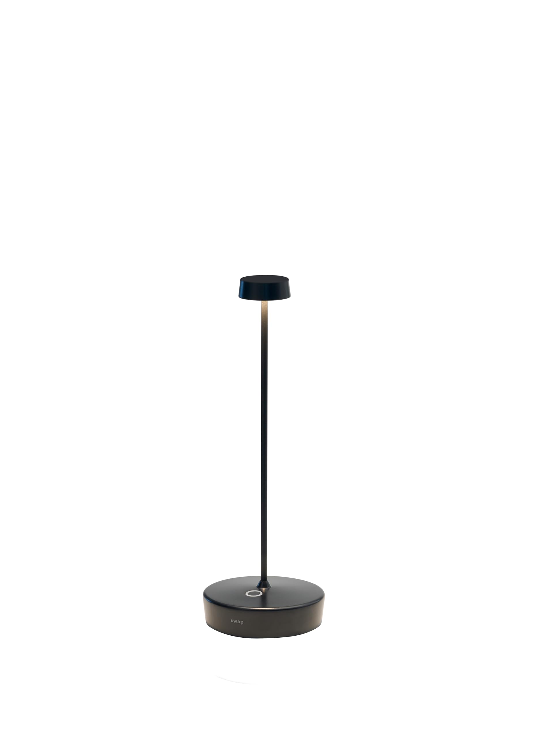 Zafferano, Swap Pro Lamp, Rechargeable Cordless Table Lamp with Touch Controls, Suitable for Interior and Outdoor, Step Dimmer, 2200-3000 K, Height 29 cm, Colour Black