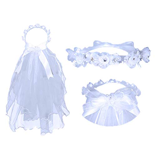 Deluxe First Communion Veil (Floral and Pearl Tiara)