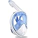 Vaincre 180° Full Face Snorkel Mask Panoramic View Anti-Fog,Anti-Leak Snorkeling Design with Adjustable Head Straps-See Larger Viewing Area Than Traditional Masks for Adults Youth (White/Blue S/M)