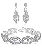 Hanpabum Bridal Wedding Jewelry Set for Women Bracelets and Dangle Teardrop Earrings Set for Women Jewelry Made with Clear Crystals (Earings and Bracelets)