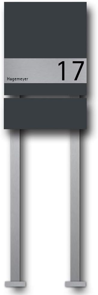 Briefkasten Edelstahl mit Zeitungsfach B1 Shield freistehend (Anschlag rechts, Korpus Anthrazit)